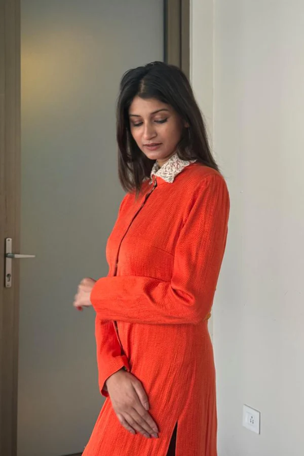 Anamika Khanna Contemporary Orange Structured Dress - Image 4