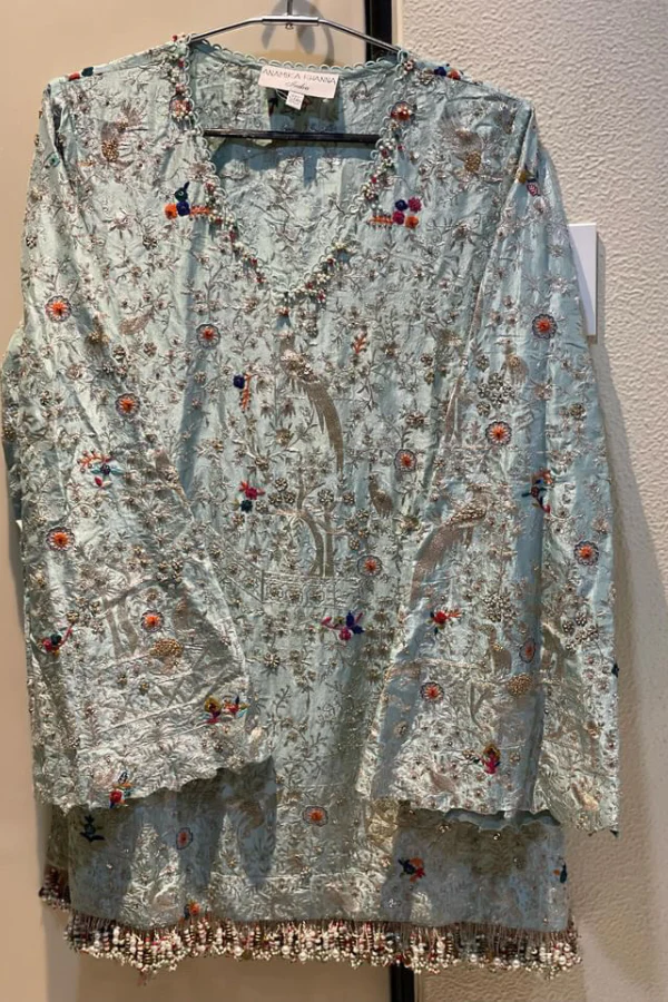 Anamika Khanna Gunmetal embellished silk kurta set - Image 2