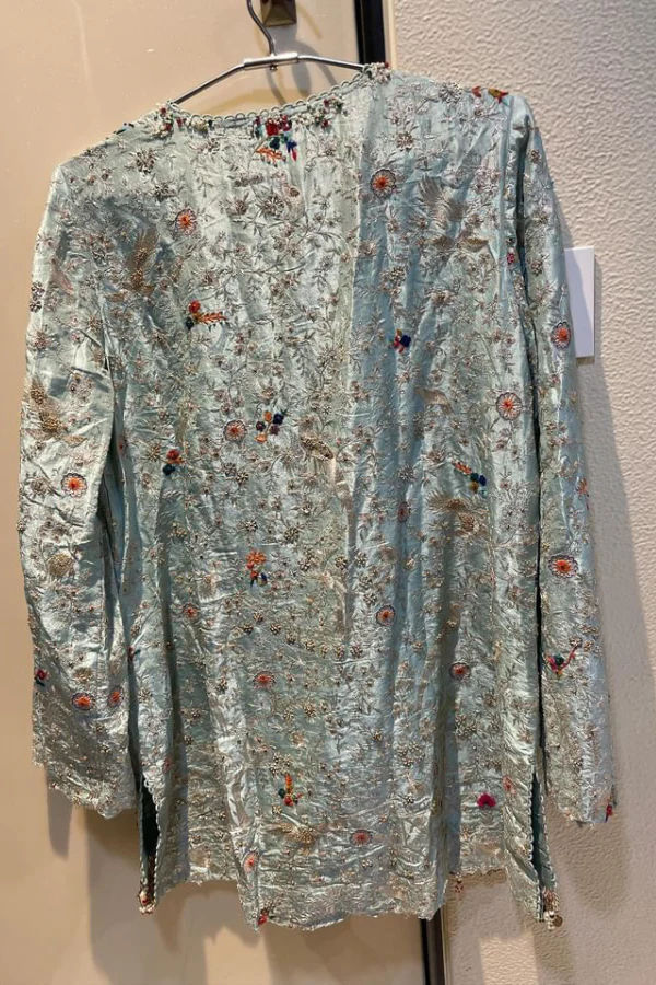 Anamika Khanna Gunmetal embellished silk kurta set - Image 3