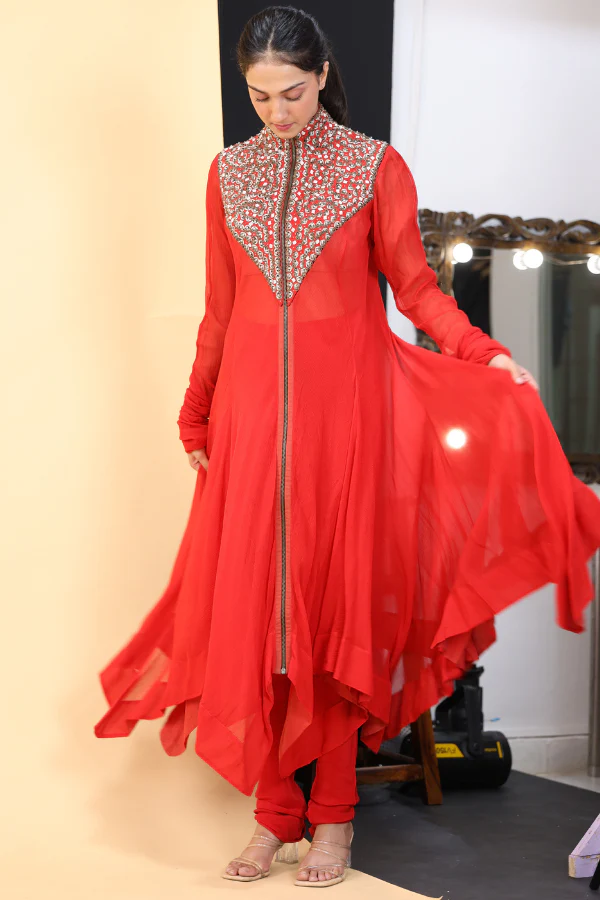 Anamika Khanna Red Anarkali - Image 3
