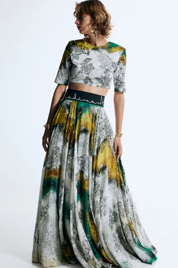 Anamika Khanna x H&M Silk-blend floral-motif skirt - Image 2