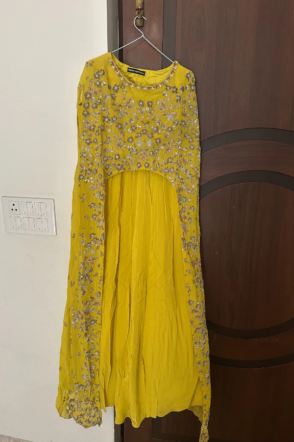 Aneesh Agarwal Pure Georgette yellow gown