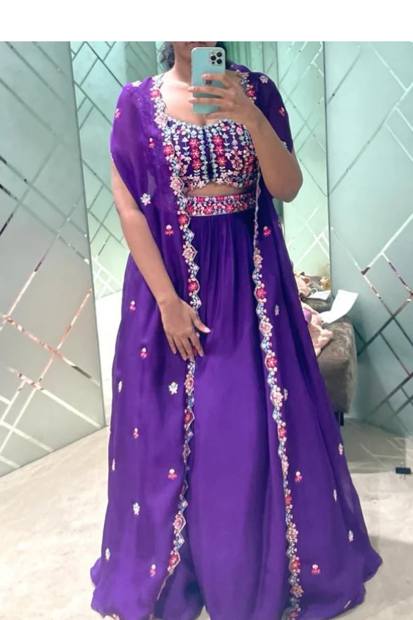 Aneesh Agarwal Purple lehenga set - Image 2