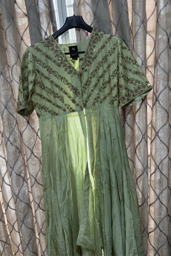 Jayanti reddy Mint green Anarkali with Pant - Image 2