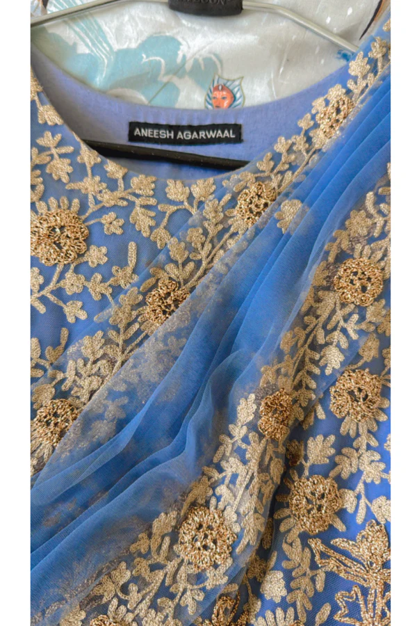 Aneesh Aggarwal Blue Gown - Image 4