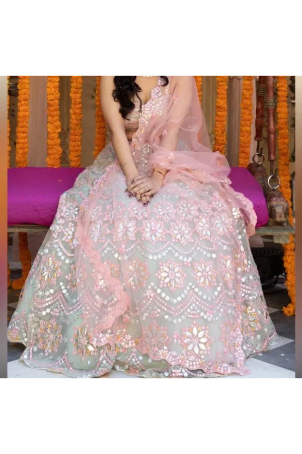 Aneesh Aggrawal pastel embellished lehenga set - Image 2
