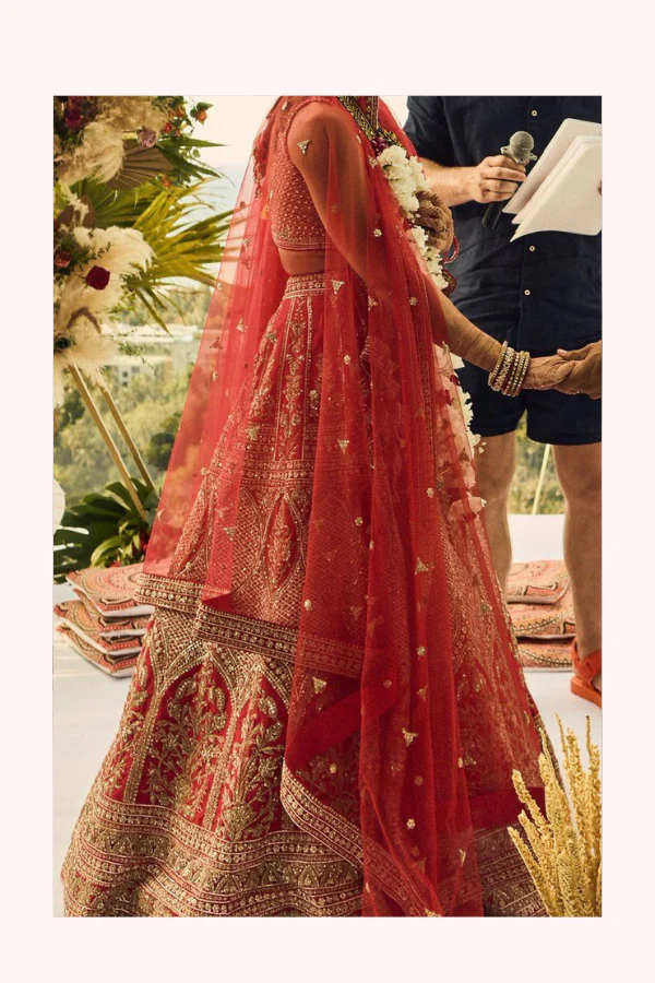 Angad Singh Bridal Red Hand-Embroidered Lehenga Set - Image 2