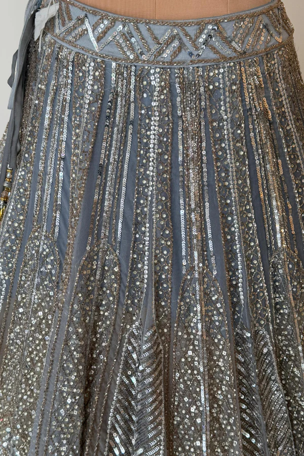 Angad Singh Steel Grey Sequins Set - Image 8