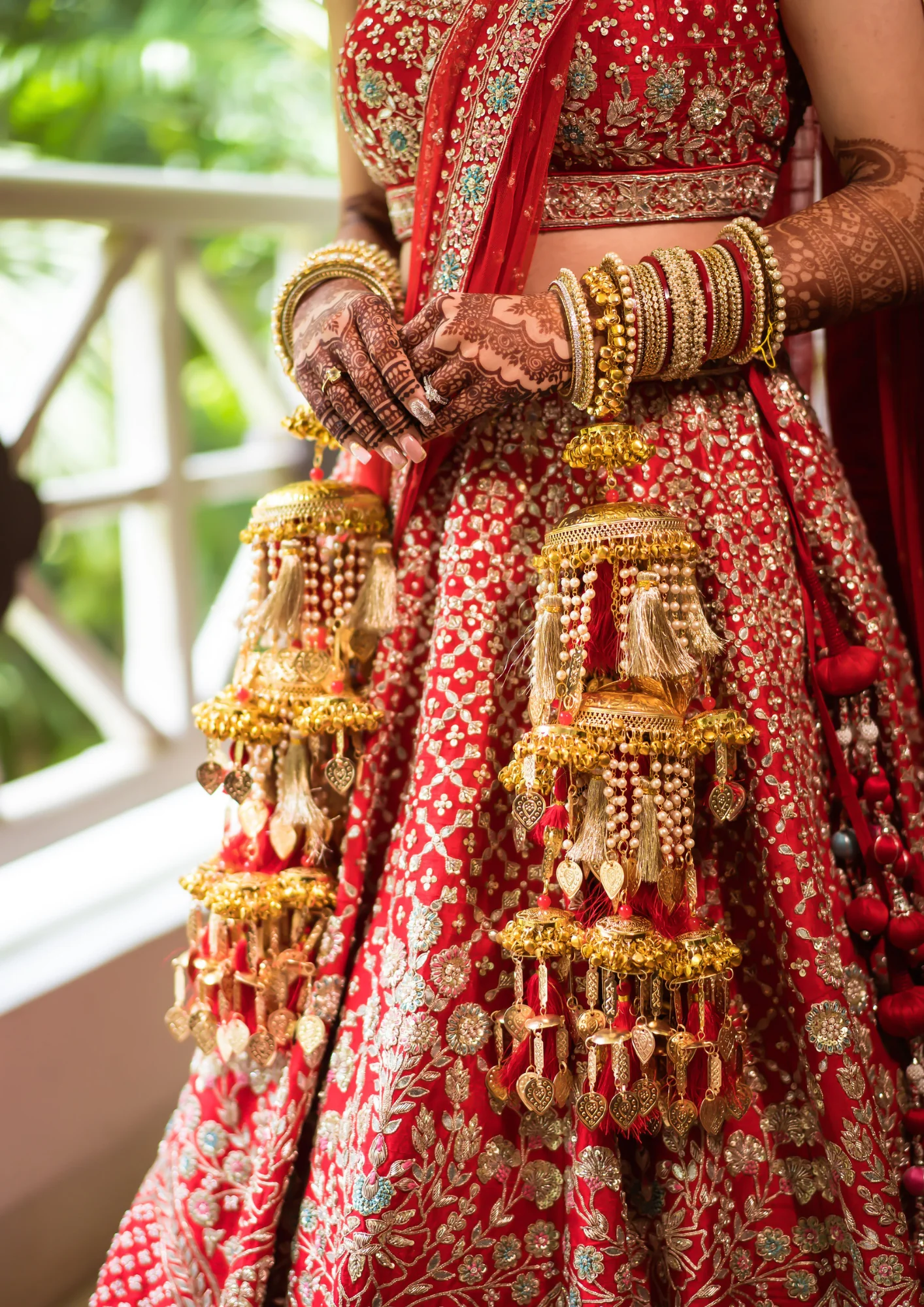 Anita Dongre Red Hand-Embroidered Bridal Lehenga Set - Image 2