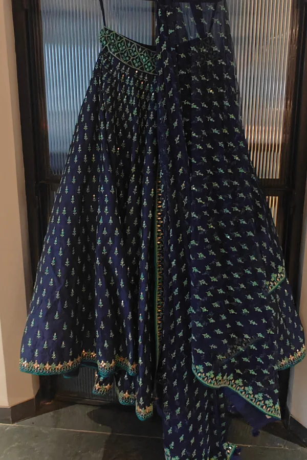 Anita dongre Blue silk lehenga - Image 3