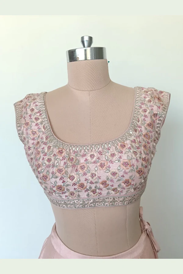 Anita Dongre Blush Pink Floral Embroidered Lehenga Set - Image 4