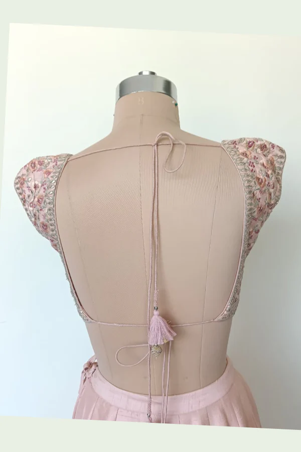 Anita Dongre Blush Pink Floral Embroidered Lehenga Set - Image 5