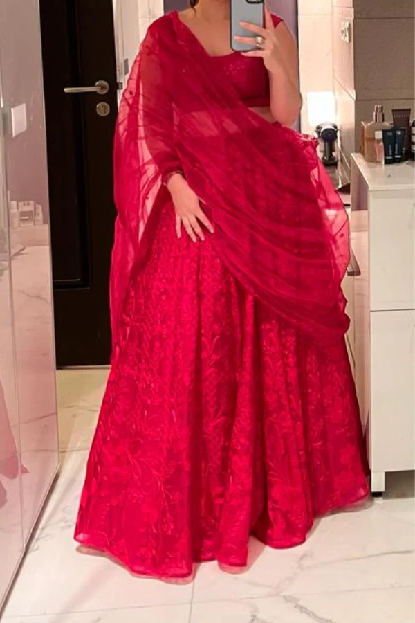 Anita Dongre Red embroidered lehenga