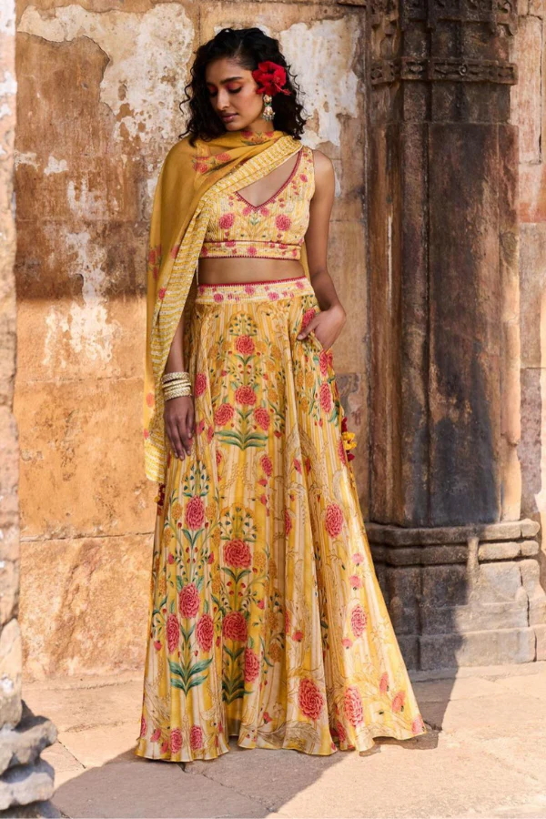 ANITA DONGRE Yellow printed lehenga set