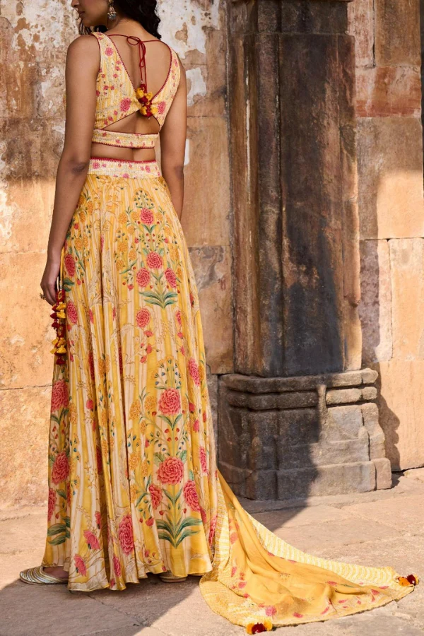 ANITA DONGRE Yellow printed lehenga set - Image 2