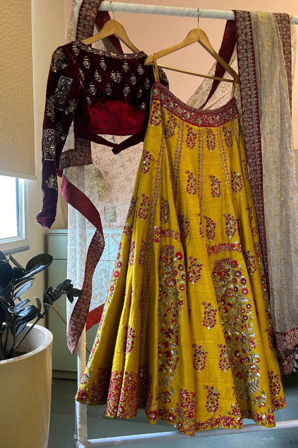 Anju Modi mustard embroidered lehenga set - Image 2