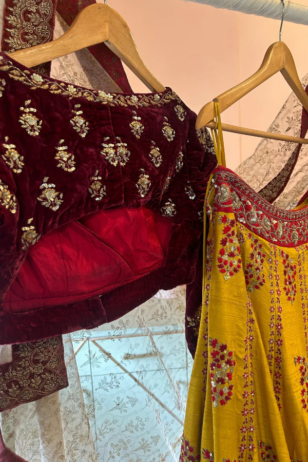 Anju Modi mustard embroidered lehenga set - Image 4