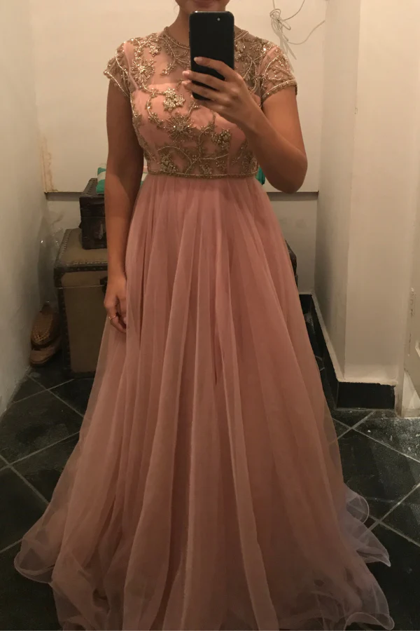Anushree Reddy Embroidered pink net gown
