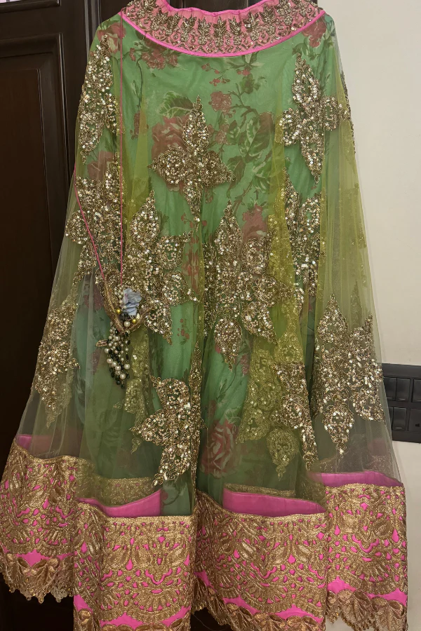 Anushree reddy green & pink embroidered lehenga - Image 2