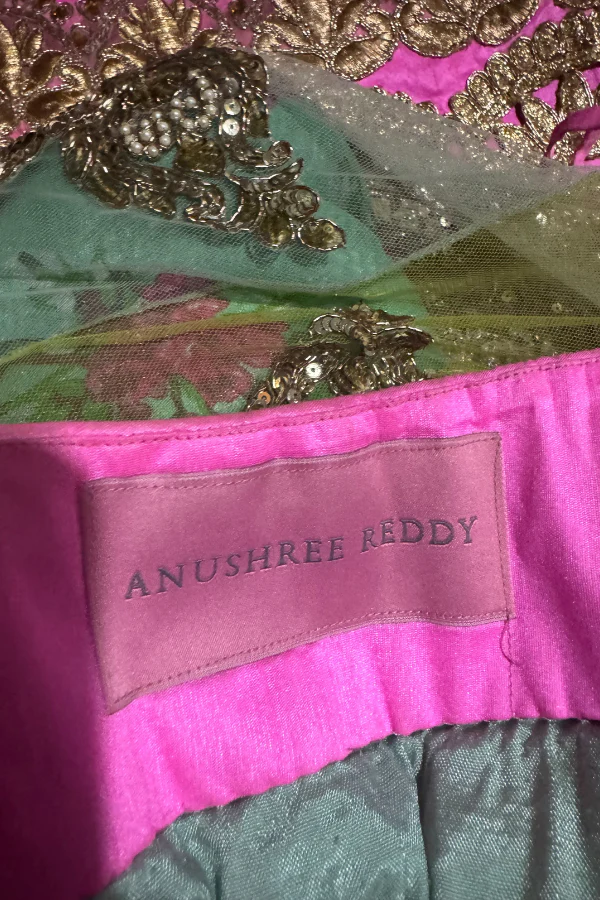 Anushree reddy green & pink embroidered lehenga - Image 4