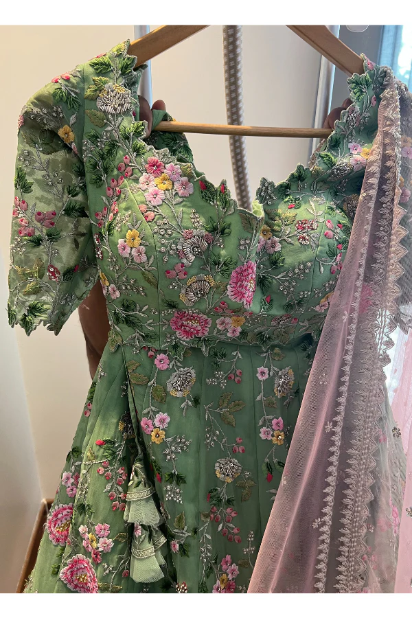 Anushree reddy Green & Pink lehenga set - Image 2