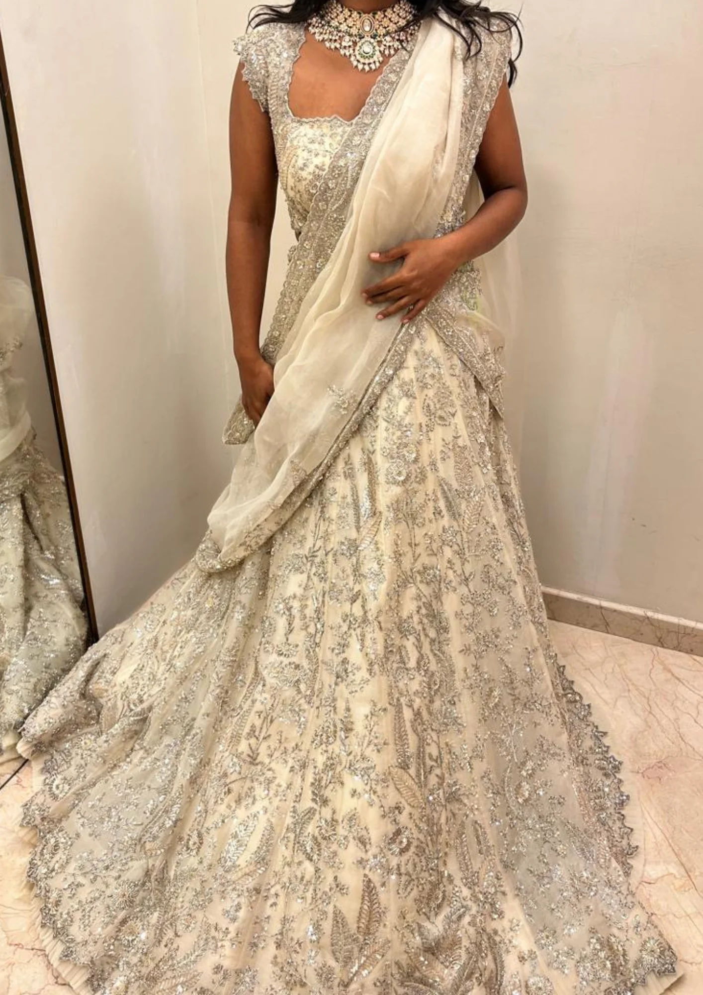 Anushree Reddy Ivory Embellished Lehenga - Image 2