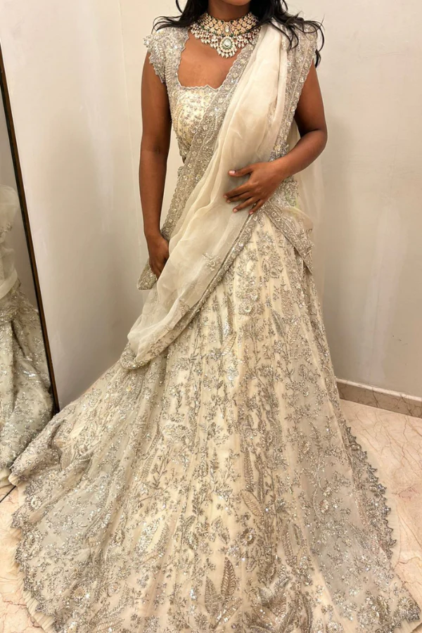 Anushree Reddy Ivory Embellished Lehenga