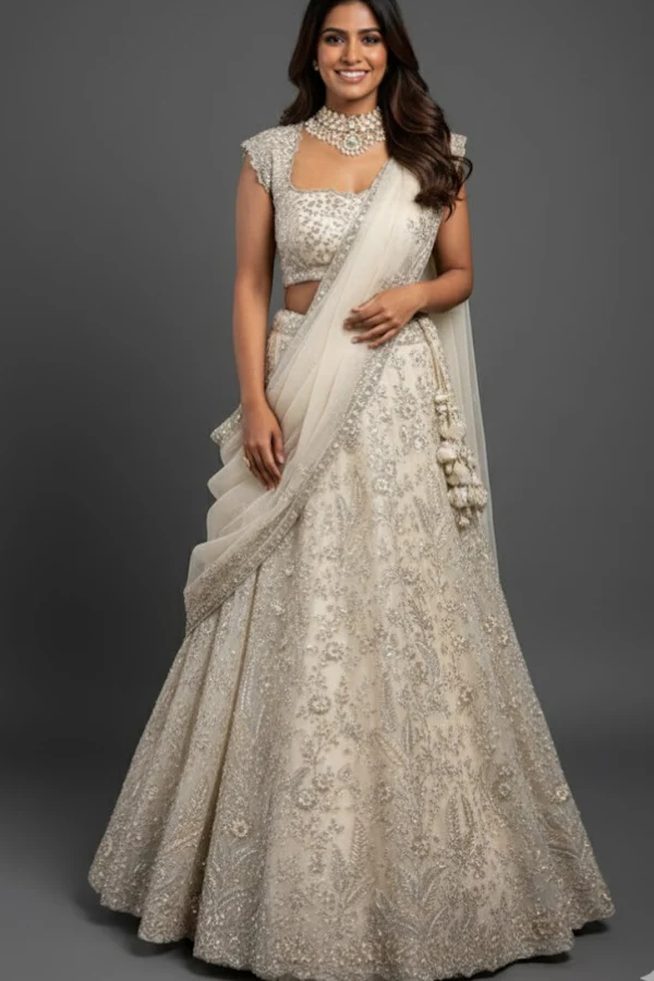 Anushree Reddy Ivory Embellished Lehenga - Image 2