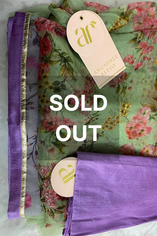 ANUSHREE REDDY ORGANZA PRINTED SAREE & UNSTICHED BLOUSE