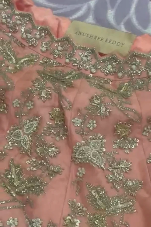 Anushree Reddy Peach embroidered lehenga - Image 3