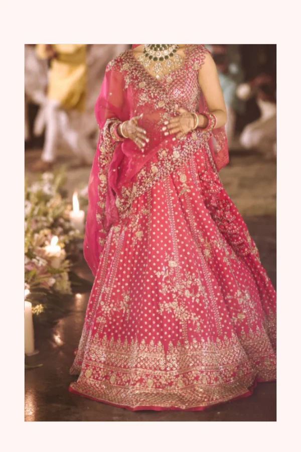 Anushree Reddy Pink Floral Embroidered Bridal Lehenga