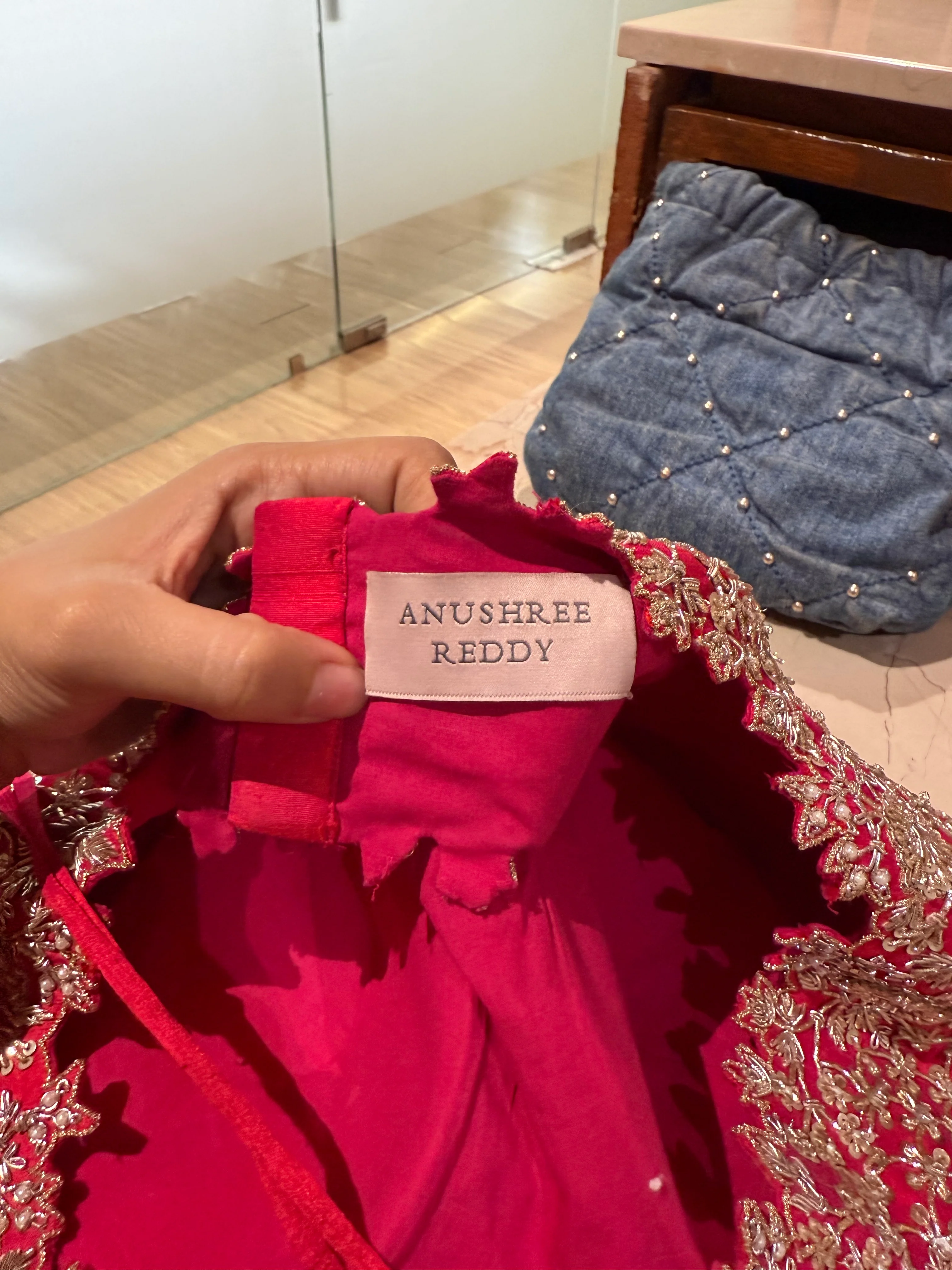 Anushree Reddy Pink Floral Embroidered Bridal Lehenga - Image 5