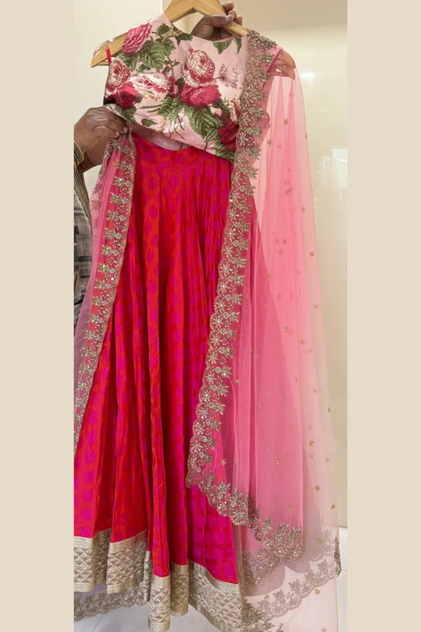 Anushree Reddy Pink Floral Lehenga Set - Image 2