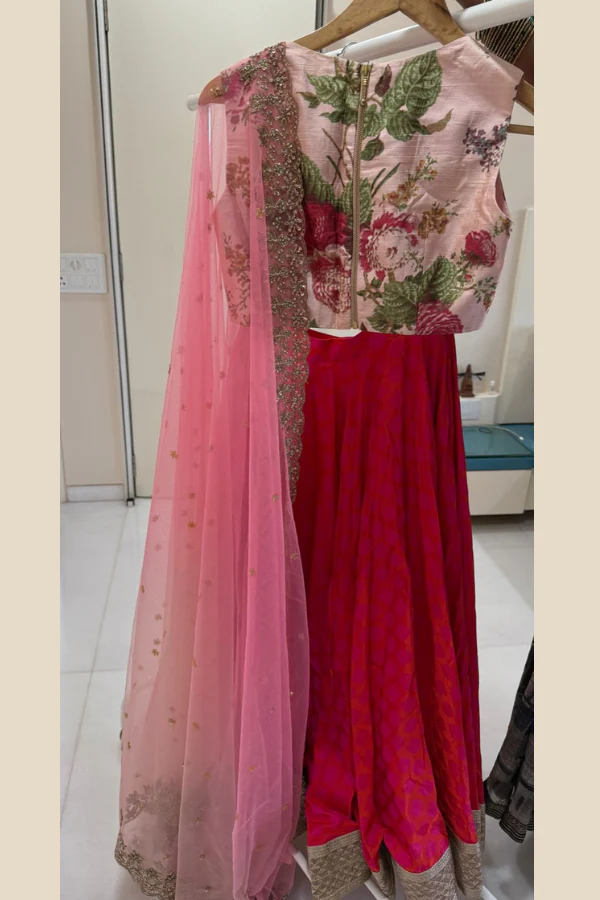 Anushree Reddy Pink Floral Lehenga Set - Image 4