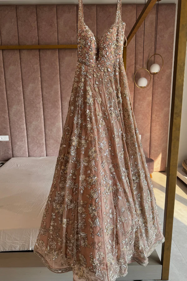 ANUSHREE REDDY Pink Organza Embroidered Gown - Image 2