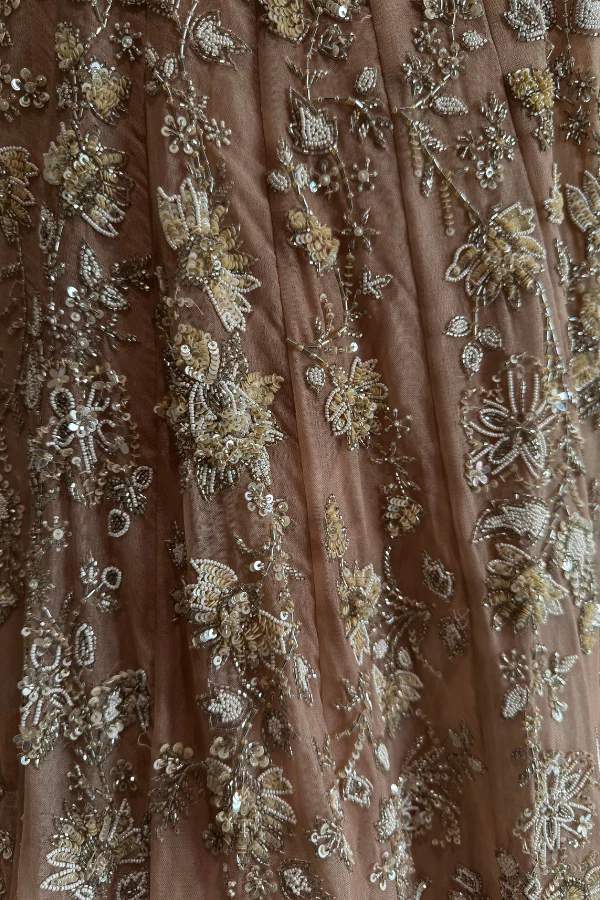 ANUSHREE REDDY Pink Organza Embroidered Gown - Image 5