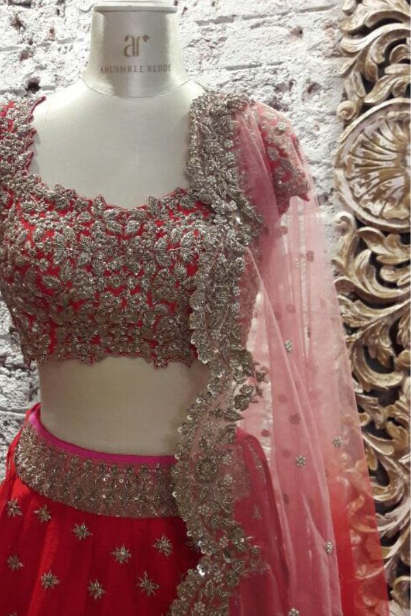 ANUSHREE REDDY RED LEHENGA SET - Image 2