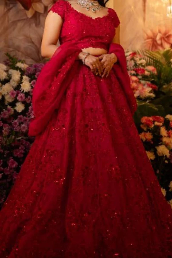 Anushree Reddy Red Lehenga Set - Image 2