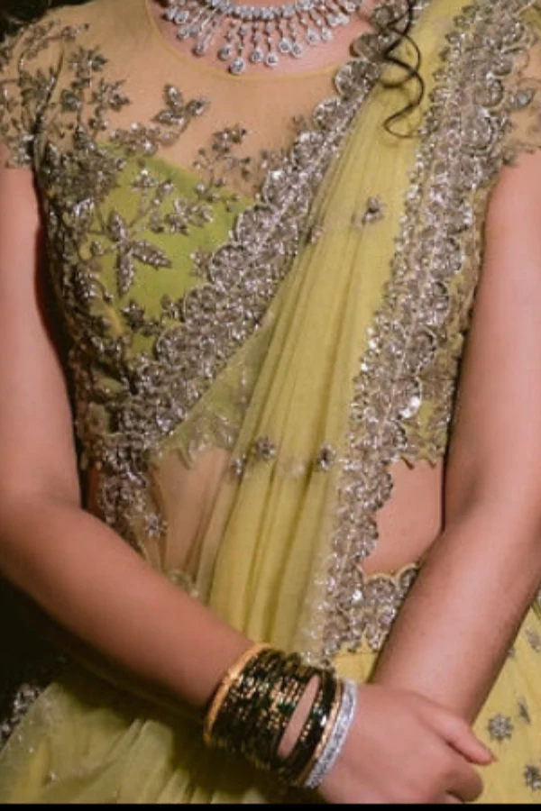 ANUSHREE REDDY Yellow Embroidered Lehenga Set - Image 3