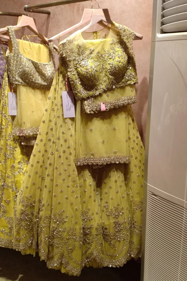 ANUSHREE REDDY Yellow Embroidered Lehenga Set - Image 4