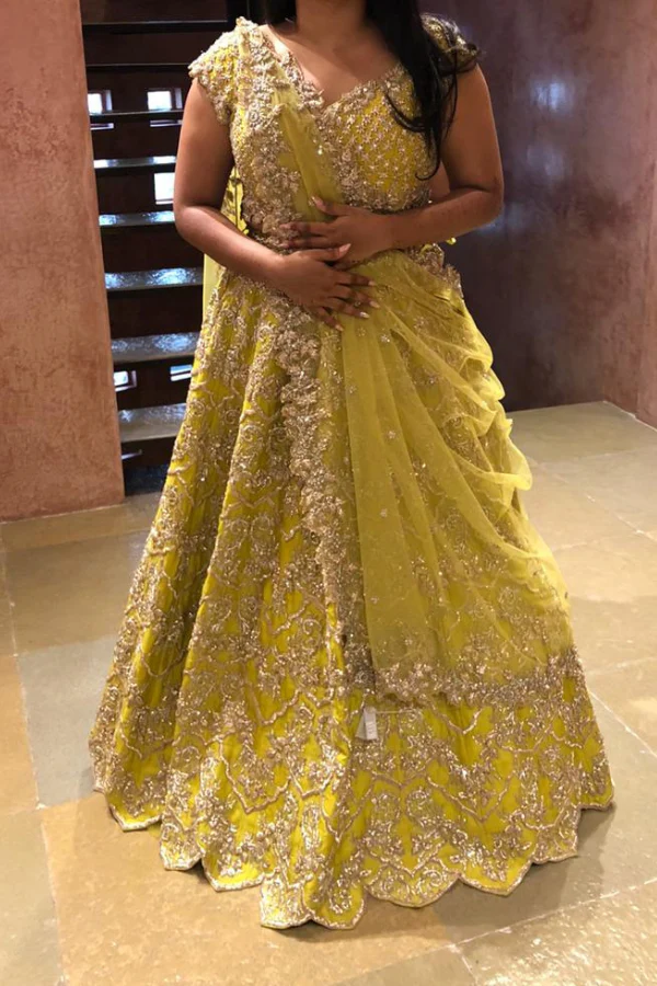 Anushree reddy yellow embroidered lehenga set