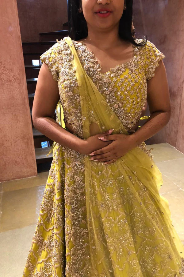 Anushree reddy yellow embroidered lehenga set - Image 2