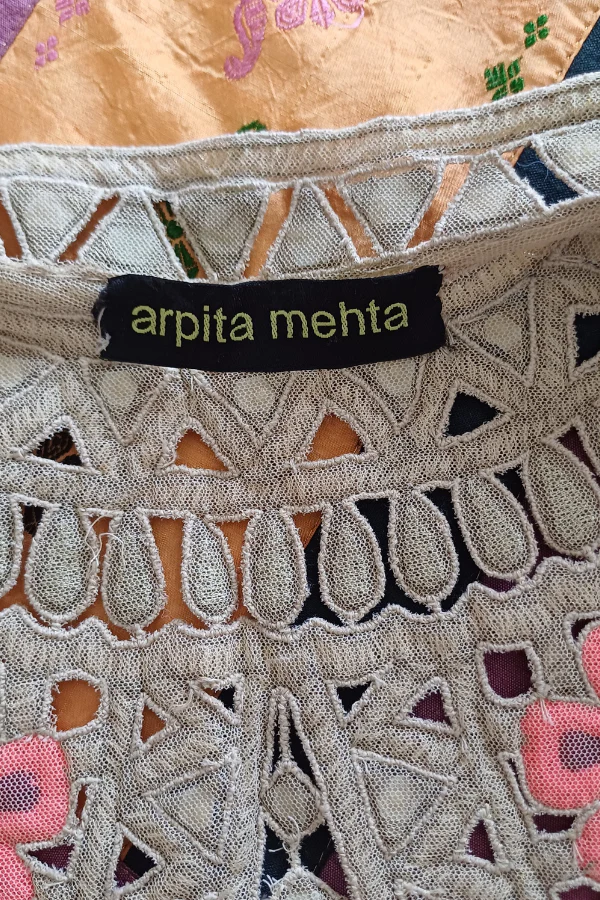 Arpita mehta Mango yellow gown with mirror work jacket - Image 4