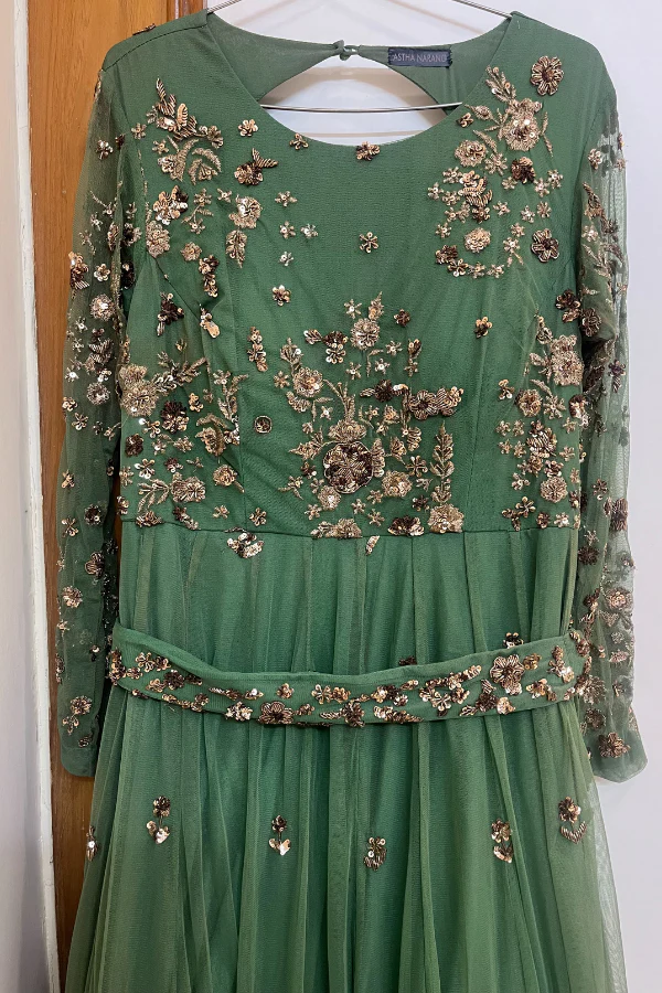 Astha Narang Green net anarkali set - Image 4