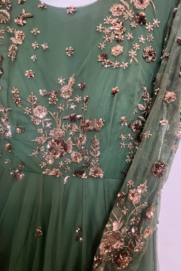 Astha Narang Green net anarkali set - Image 6