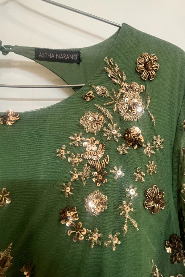 Astha Narang Green net anarkali set - Image 7