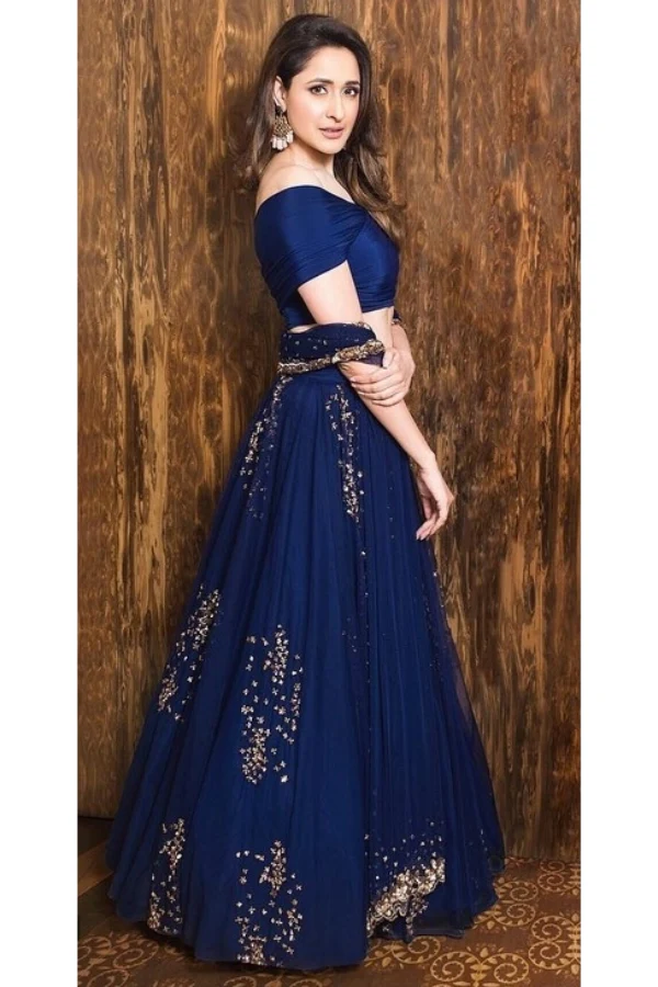 ASTHA NARANG Navy Blue Net Embroidered Lehenga Set - Image 2
