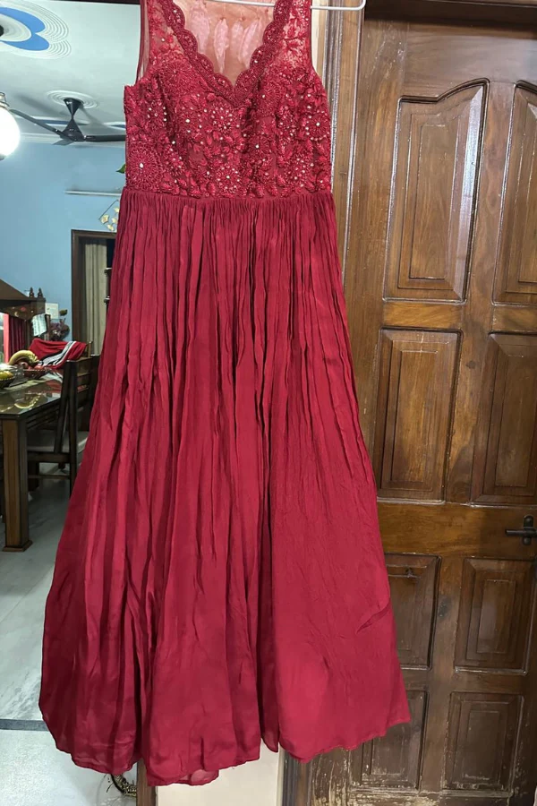 Awigna maroon Anarkali with cape - Image 2