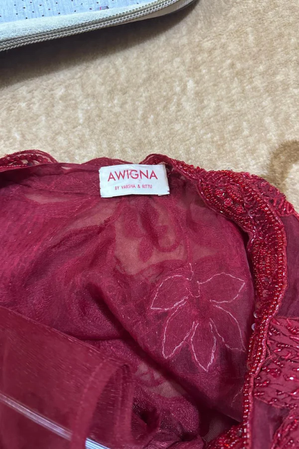 Awigna maroon Anarkali with cape - Image 4