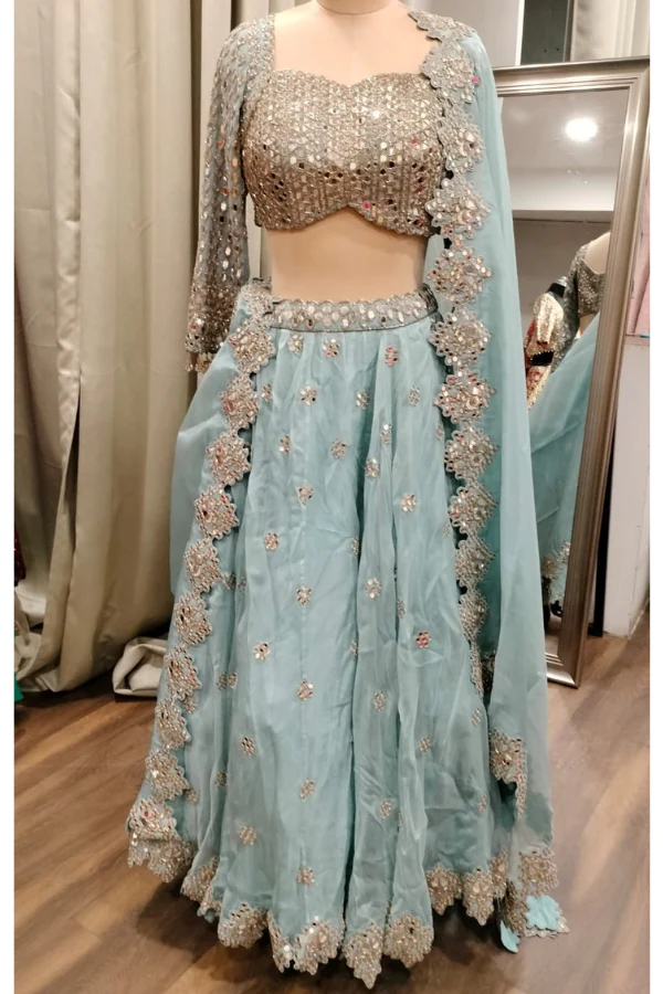 Baby blue Lehenga set - Image 3